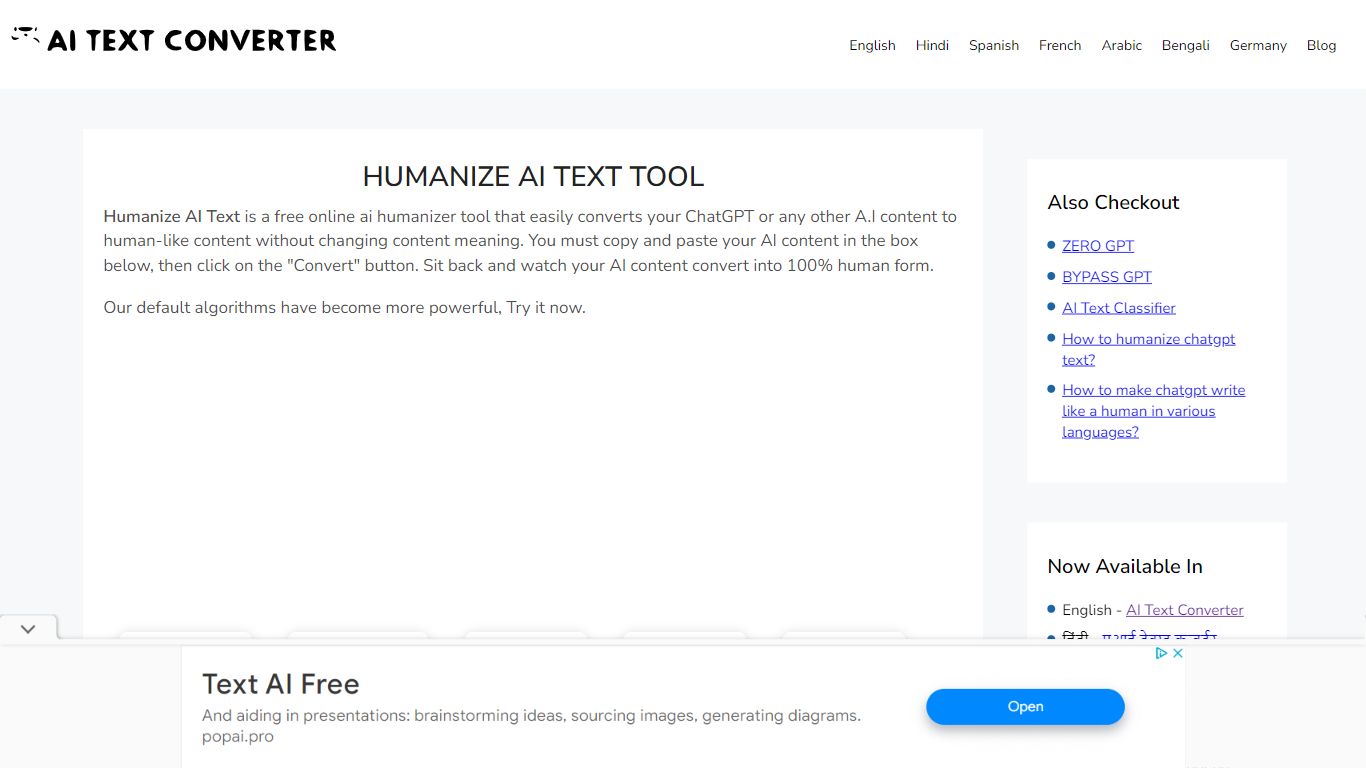 Humanize AI by AI Text Converter